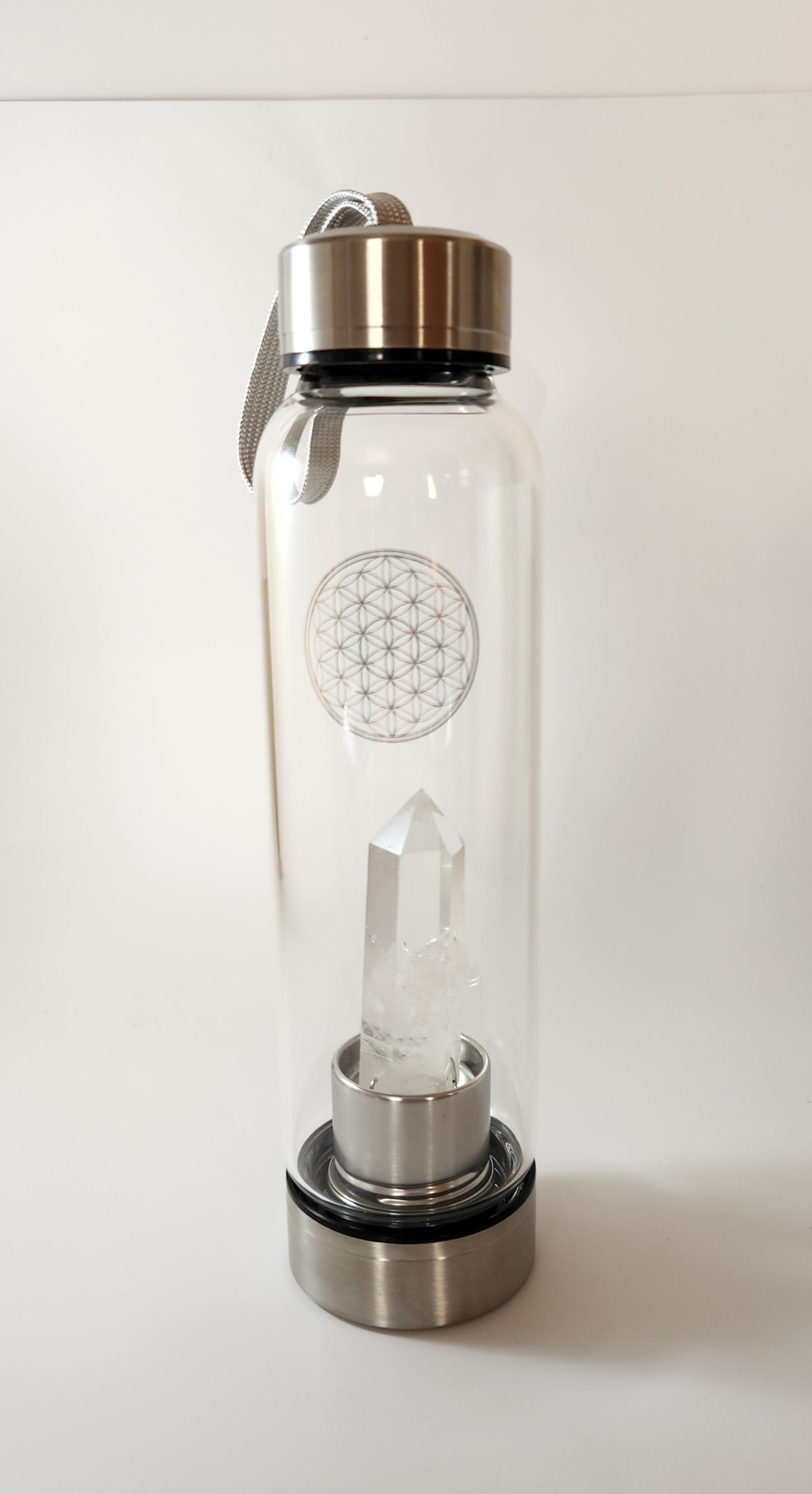 Clear Quartz Crystal Glass Bottle