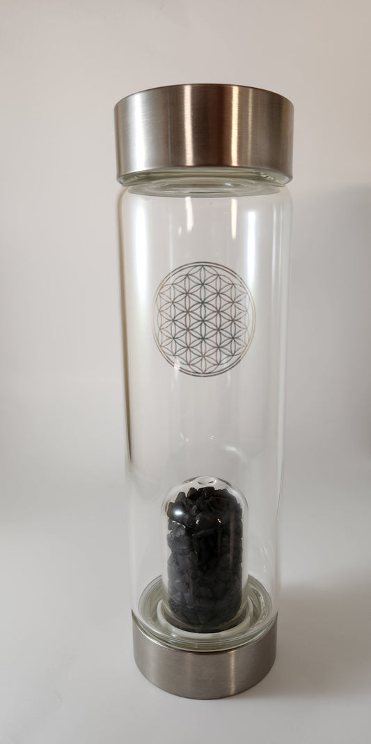 Obsidian Crystal Glass Bottle Interchangable