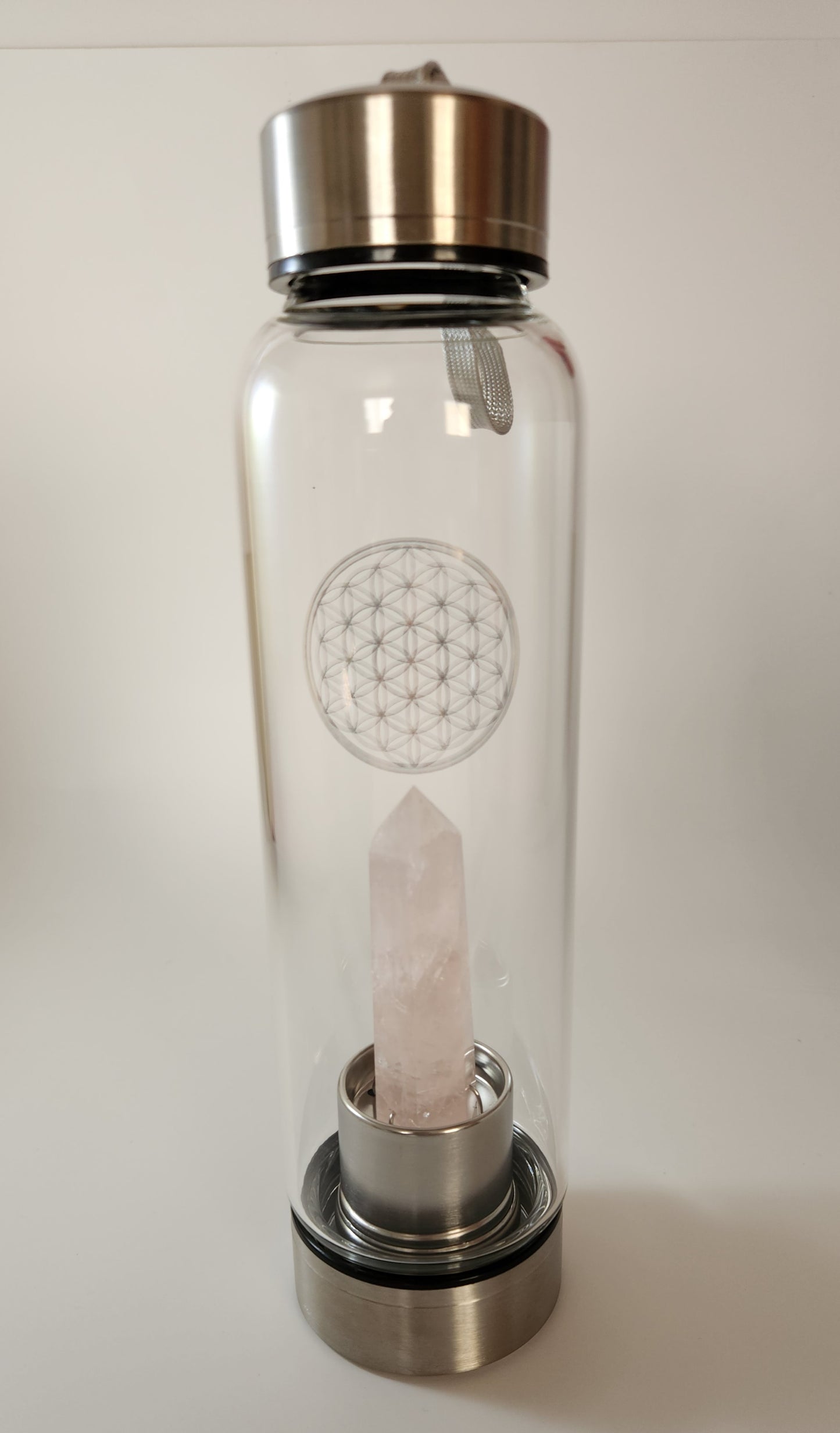 Rose Quartz Crystal Glass Bottle